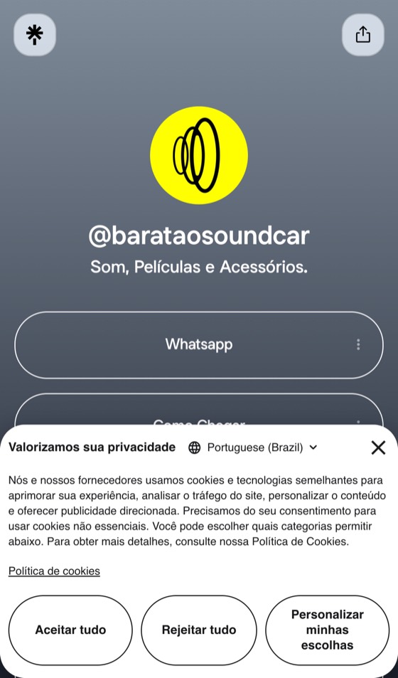 Linktree da Baratão no celular