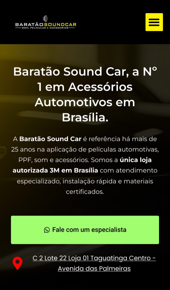 Site novo barataosoundcar.com no celular